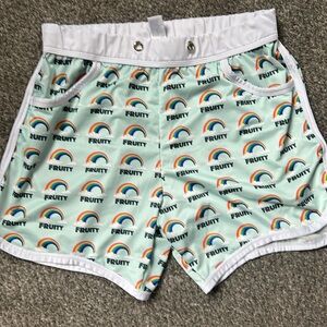 JJ Malibu Men’s Medium Elastic Band Shorts Fruity Rainbow with Pockets